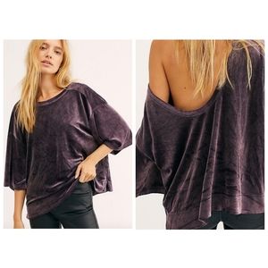 NWOT|Free People Valerie Purple Crushed Velvet Top, SMALL